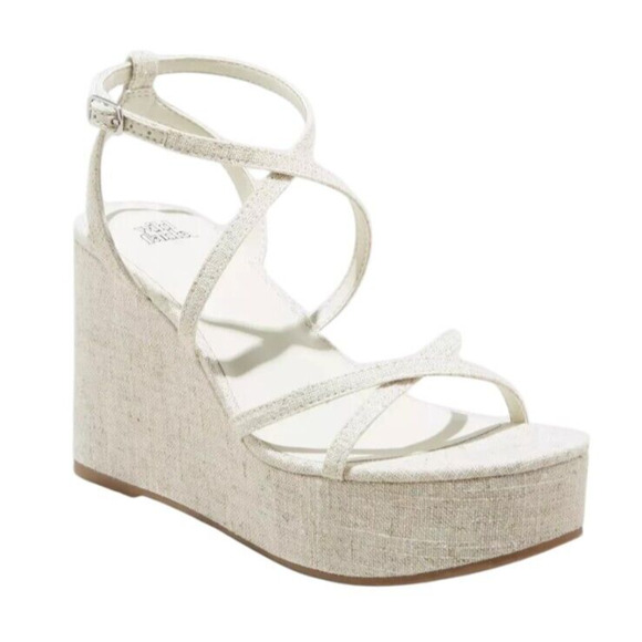 Wild Fable Womens Ronnie Strappy Platform Wedge Heels White Memory Foam US 10 - Picture 1 of 5